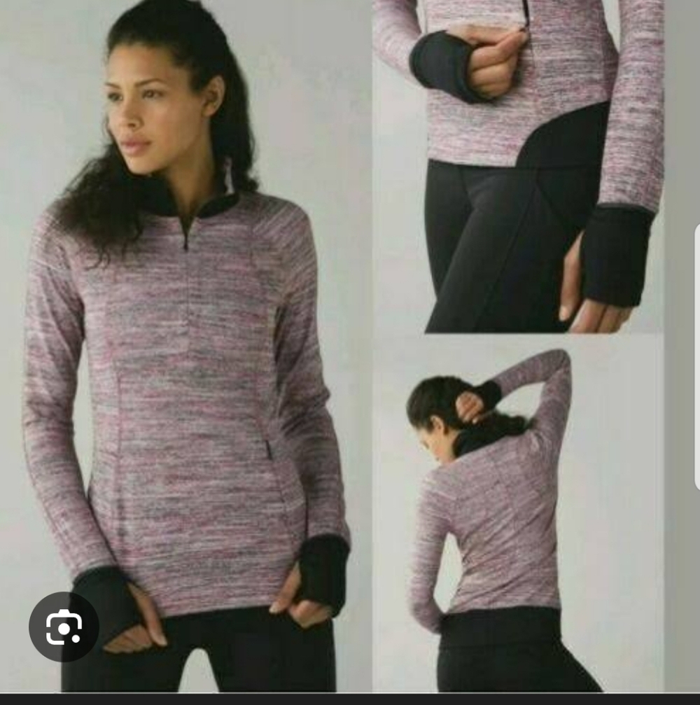 Lululemon Runderful 1/2 Zip Space Dye Berry Pullover Sz 12 Long Sleeve